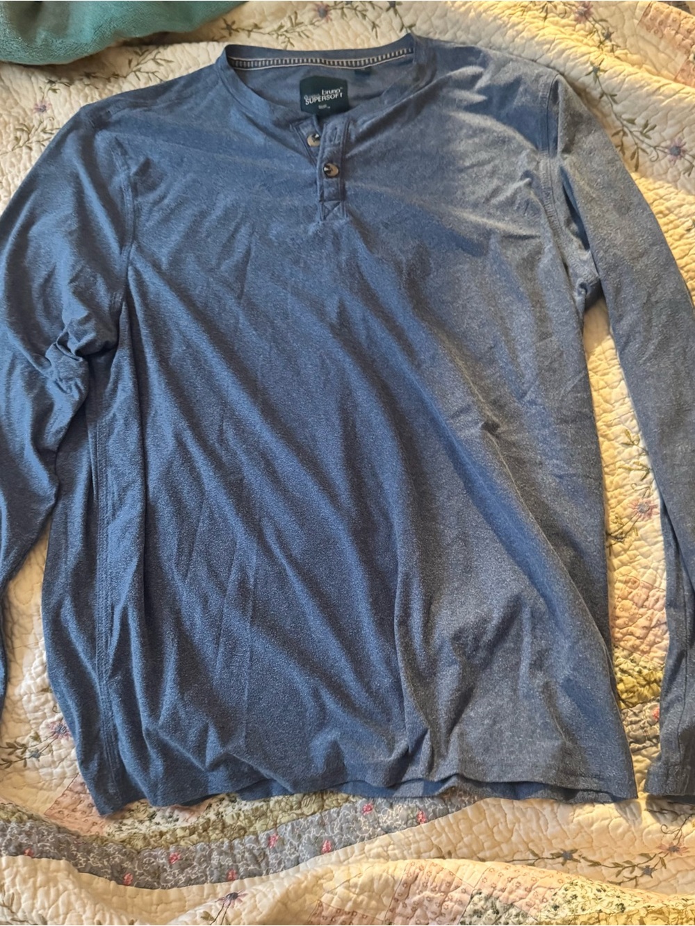Men’s Long-Sleeve Henley Shirt - Blue